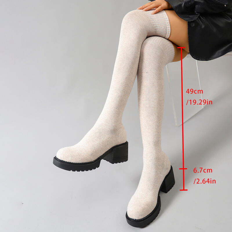 Hot Seller Chunky Platform Ove - Knee High Sock Women review and price