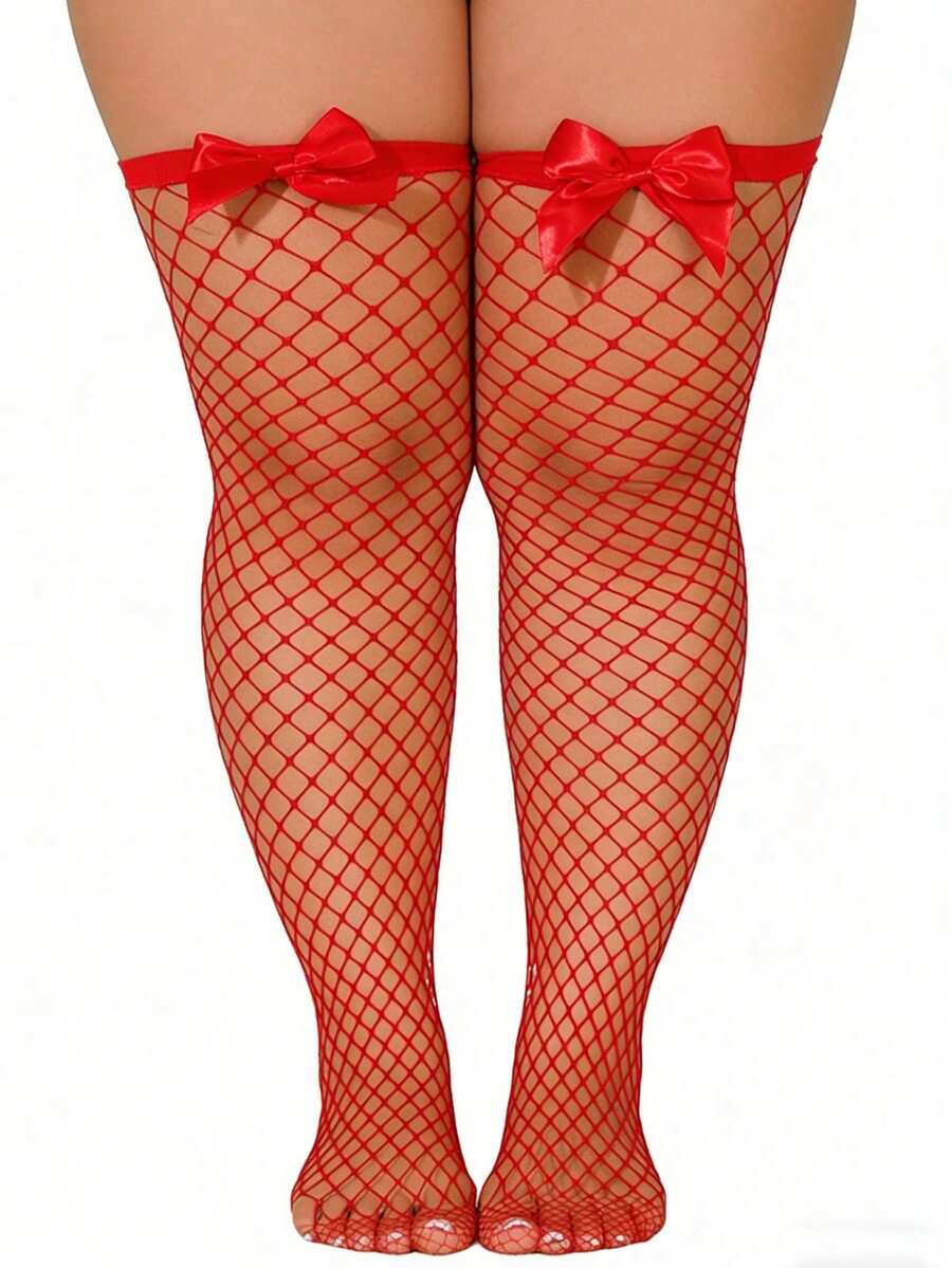 Bow Decor Fishnet Thigh High S - Knee High Sock Women review and price